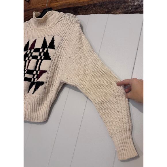 Vintage Isabel Marant Geometric Cream Wool Blend Crop Sweater Size 34/US 2 - Picture 3 of 16
